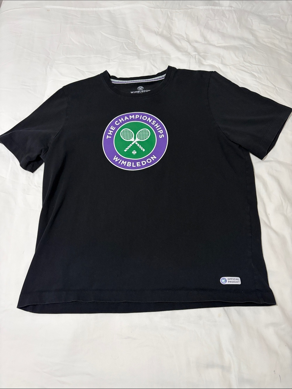 Wimbledon Black Short-Sleeve Tee with Purple & Green Crest
